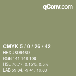 カラーコード: CMYK 5 / 0 / 26 / 42 | qconv.com