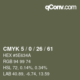 カラーコード: CMYK 5 / 0 / 26 / 61 | qconv.com