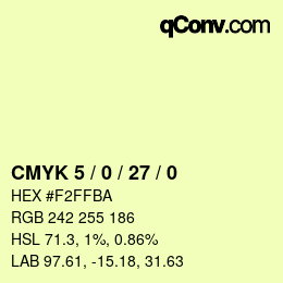 颜色代码: CMYK 5 / 0 / 27 / 0 | qconv.com