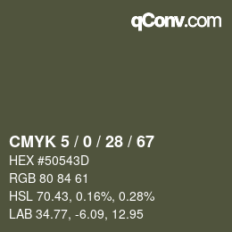 Código de color: CMYK 5 / 0 / 28 / 67 | qconv.com