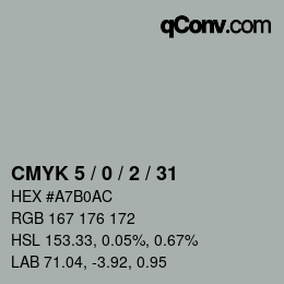 カラーコード: CMYK 5 / 0 / 2 / 31 | qconv.com