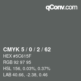 Color code: CMYK 5 / 0 / 2 / 62 | qconv.com