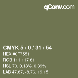 カラーコード: CMYK 5 / 0 / 31 / 54 | qconv.com