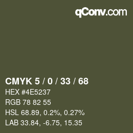 Farbcode: CMYK 5 / 0 / 33 / 68 | qconv.com