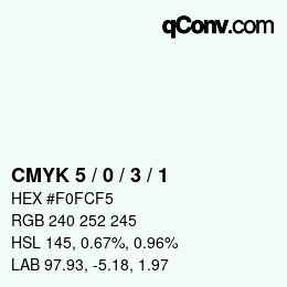 カラーコード: CMYK 5 / 0 / 3 / 1 | qconv.com