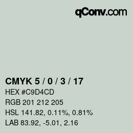 カラーコード: CMYK 5 / 0 / 3 / 17 | qconv.com
