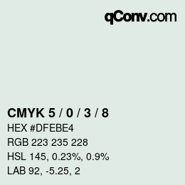 颜色代码: CMYK 5 / 0 / 3 / 8 | qconv.com