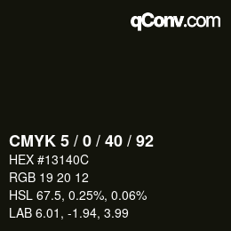 Código de color: CMYK 5 / 0 / 40 / 92 | qconv.com