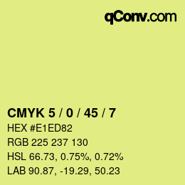 カラーコード: CMYK 5 / 0 / 45 / 7 | qconv.com
