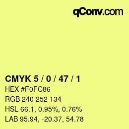 颜色代码: CMYK 5 / 0 / 47 / 1 | qconv.com