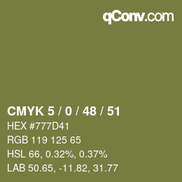 Farbcode: CMYK 5 / 0 / 48 / 51 | qconv.com