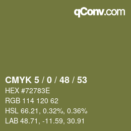Farbcode: CMYK 5 / 0 / 48 / 53 | qconv.com