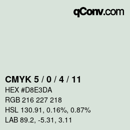 颜色代码: CMYK 5 / 0 / 4 / 11 | qconv.com
