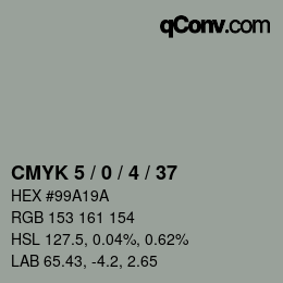 カラーコード: CMYK 5 / 0 / 4 / 37 | qconv.com