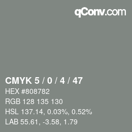 Farbcode: CMYK 5 / 0 / 4 / 47 | qconv.com