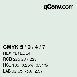 カラーコード: CMYK 5 / 0 / 4 / 7 | qconv.com