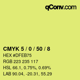 カラーコード: CMYK 5 / 0 / 50 / 8 | qconv.com