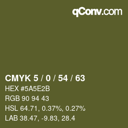 Farbcode: CMYK 5 / 0 / 54 / 63 | qconv.com