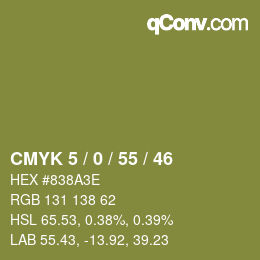 カラーコード: CMYK 5 / 0 / 55 / 46 | qconv.com