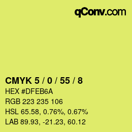 カラーコード: CMYK 5 / 0 / 55 / 8 | qconv.com