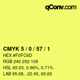 颜色代码: CMYK 5 / 0 / 57 / 1 | qconv.com