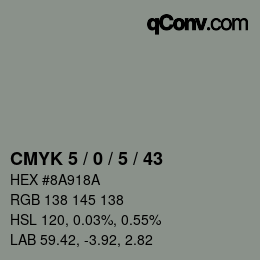 Color code: CMYK 5 / 0 / 5 / 43 | qconv.com