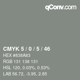 Color code: CMYK 5 / 0 / 5 / 46 | qconv.com