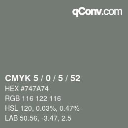 Color code: CMYK 5 / 0 / 5 / 52 | qconv.com