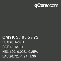 カラーコード: CMYK 5 / 0 / 5 / 75 | qconv.com
