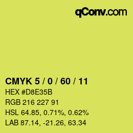 カラーコード: CMYK 5 / 0 / 60 / 11 | qconv.com