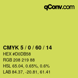 カラーコード: CMYK 5 / 0 / 60 / 14 | qconv.com