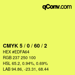 カラーコード: CMYK 5 / 0 / 60 / 2 | qconv.com