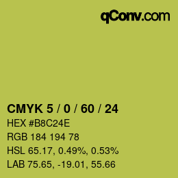 カラーコード: CMYK 5 / 0 / 60 / 24 | qconv.com