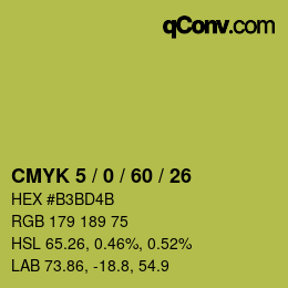 カラーコード: CMYK 5 / 0 / 60 / 26 | qconv.com