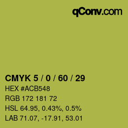 カラーコード: CMYK 5 / 0 / 60 / 29 | qconv.com