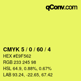 カラーコード: CMYK 5 / 0 / 60 / 4 | qconv.com