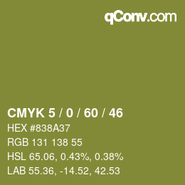 カラーコード: CMYK 5 / 0 / 60 / 46 | qconv.com