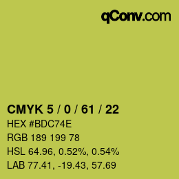 Color code: CMYK 5 / 0 / 61 / 22 | qconv.com