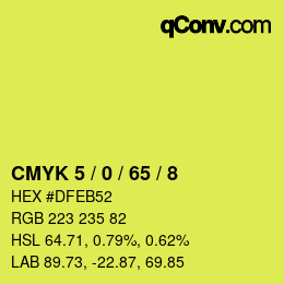 カラーコード: CMYK 5 / 0 / 65 / 8 | qconv.com