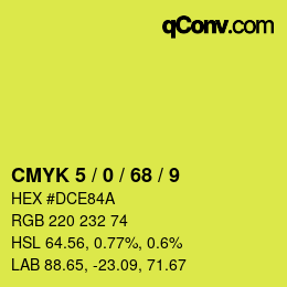 カラーコード: CMYK 5 / 0 / 68 / 9 | qconv.com