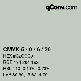 カラーコード: CMYK 5 / 0 / 6 / 20 | qconv.com