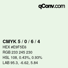 颜色代码: CMYK 5 / 0 / 6 / 4 | qconv.com
