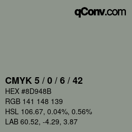 Color code: CMYK 5 / 0 / 6 / 42 | qconv.com