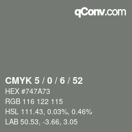 カラーコード: CMYK 5 / 0 / 6 / 52 | qconv.com