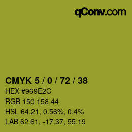 カラーコード: CMYK 5 / 0 / 72 / 38 | qconv.com