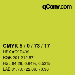 カラーコード: CMYK 5 / 0 / 73 / 17 | qconv.com