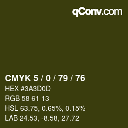Farbcode: CMYK 5 / 0 / 79 / 76 | qconv.com