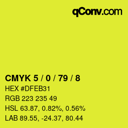 カラーコード: CMYK 5 / 0 / 79 / 8 | qconv.com