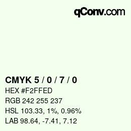 颜色代码: CMYK 5 / 0 / 7 / 0 | qconv.com