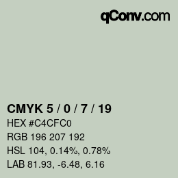カラーコード: CMYK 5 / 0 / 7 / 19 | qconv.com